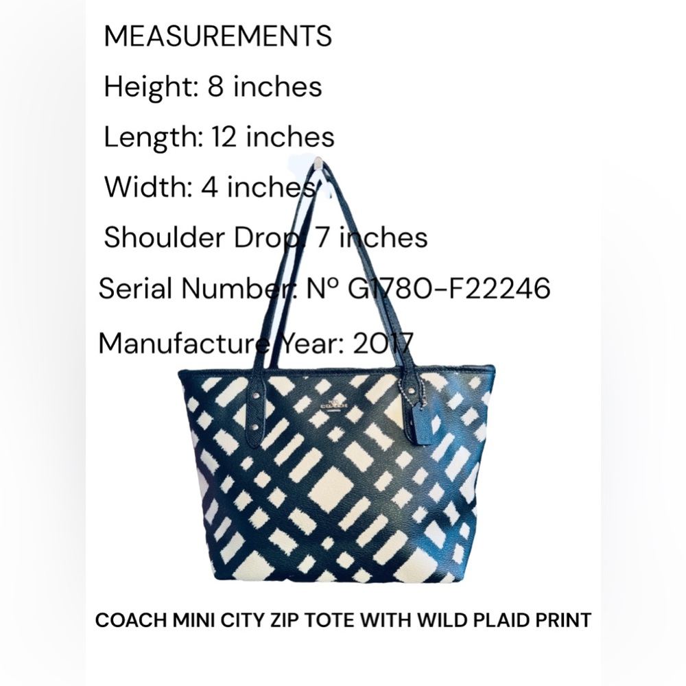 Coach Black and Cream Patterned Tote - Picture 3 of 16